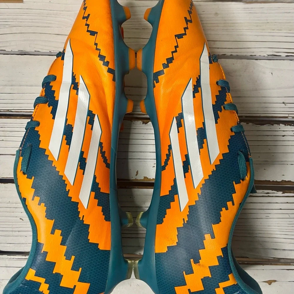 CLEAN Size‎ 11 - adidas Messi 10.3 FG Orange Teal Football Soccer Cleats Male